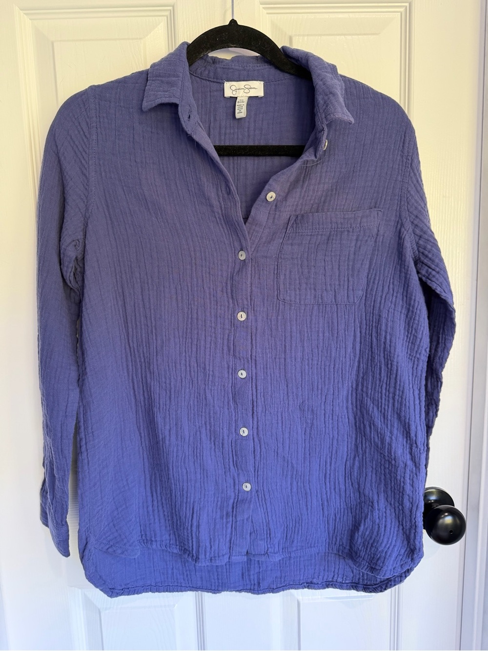 Jessica Simpson double Gauze Pearl Button Up Shirt XS